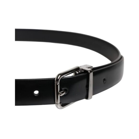 Pre Loved dolce & gabbana Leather Belt with Metal Buckle Women Black Belts